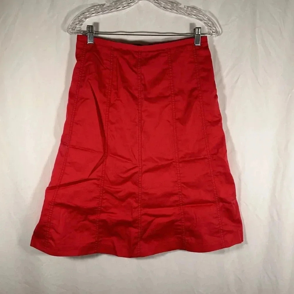 J Crew Skirt Women's 28 Inch Red Midi Back Zip No Pockets